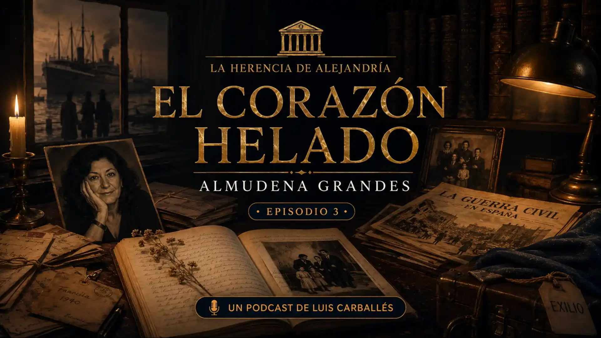 Imagen del episodio El corazón helado, de Almudena Grandes, en el podcast literario La Herencia de Alejandría