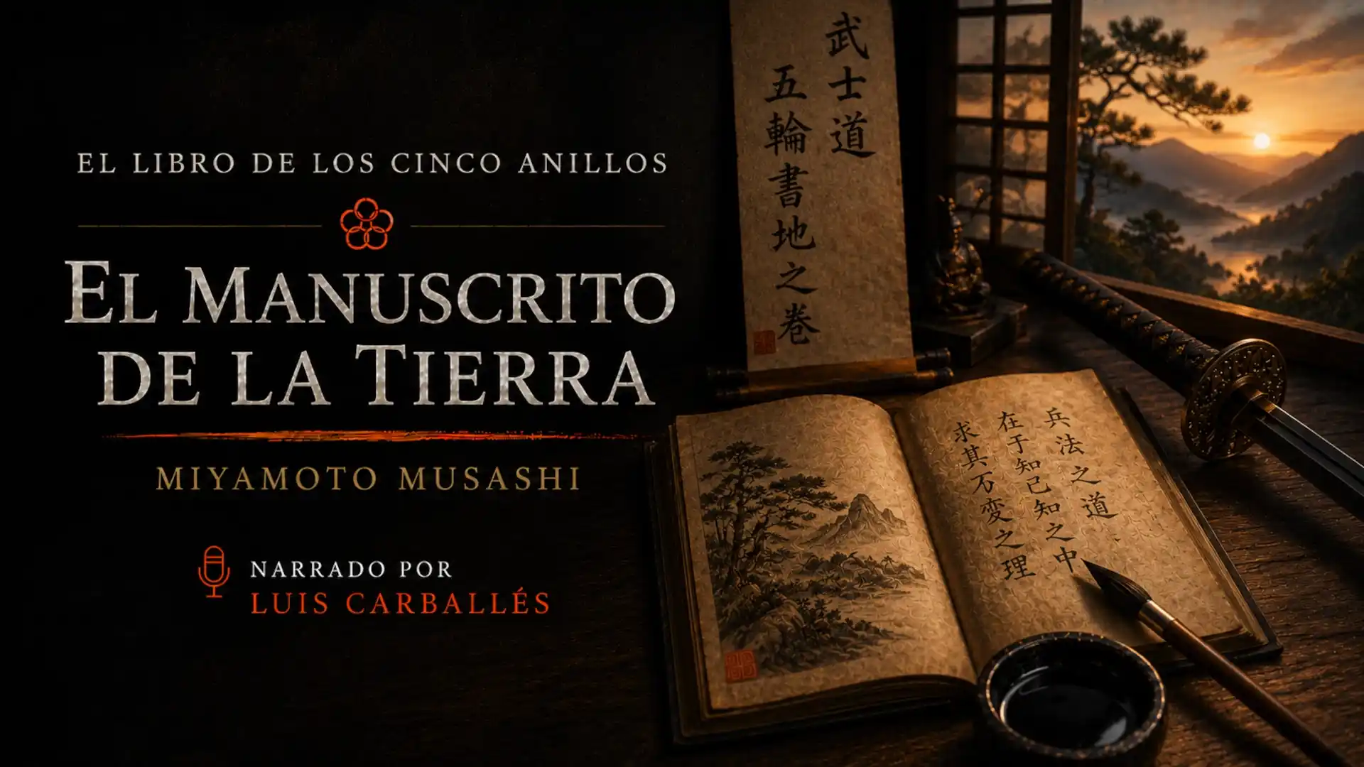 Imagen del episodio El manuscrito de la Tierra, de El libro de los cinco anillos, de Miyamoto Musashi, narrado por Luis Carballés