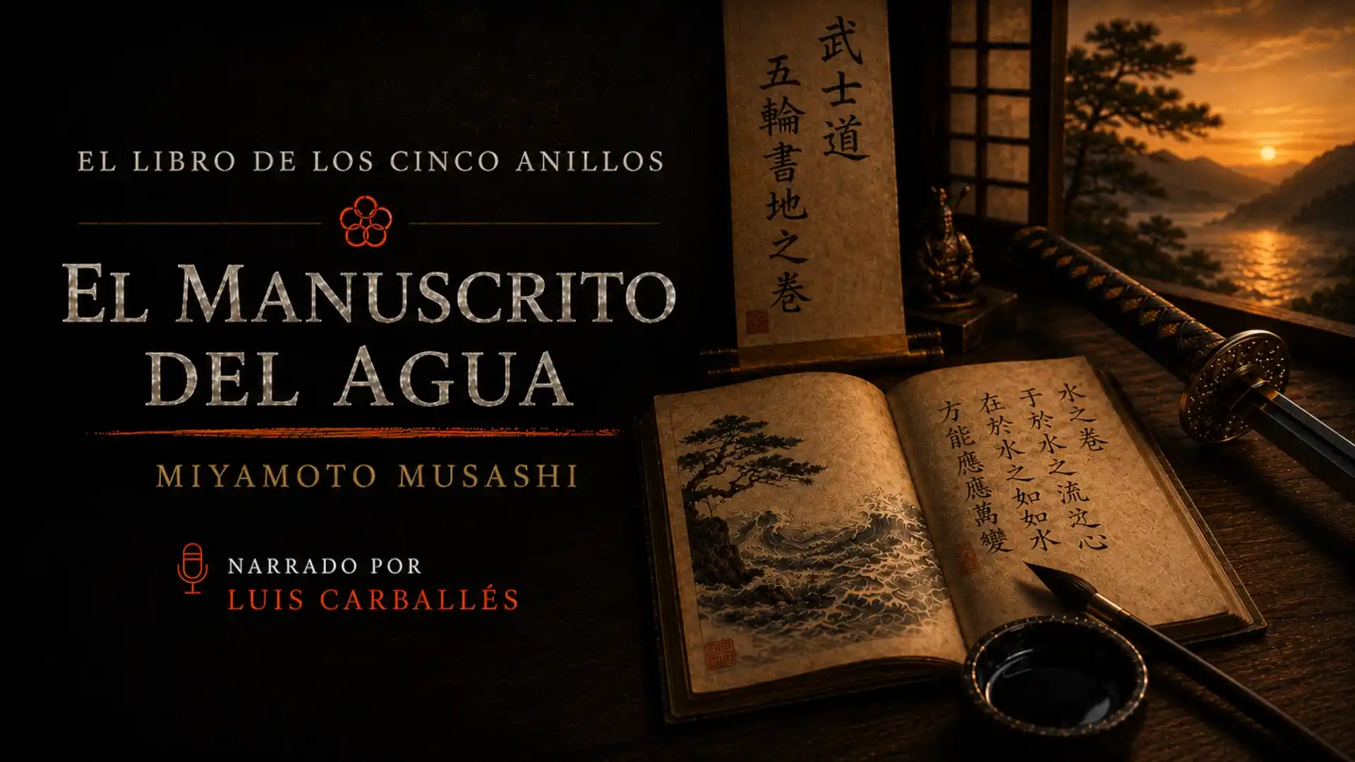Imagen del episodio El manuscrito del Agua, de El libro de los cinco anillos, de Miyamoto Musashi, narrado por Luis Carballés