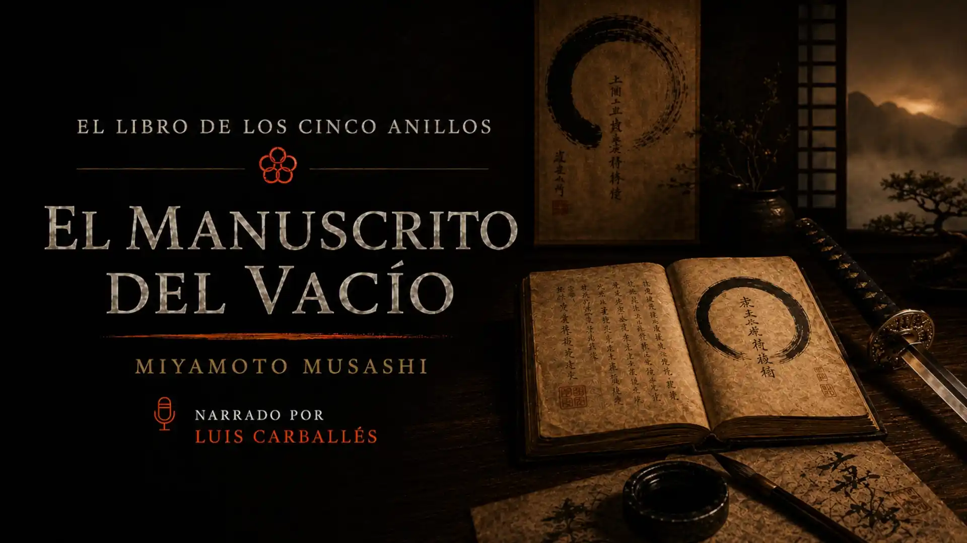 Imagen del episodio El manuscrito del Vacío, de El libro de los cinco anillos, de Miyamoto Musashi, narrado por Luis Carballés