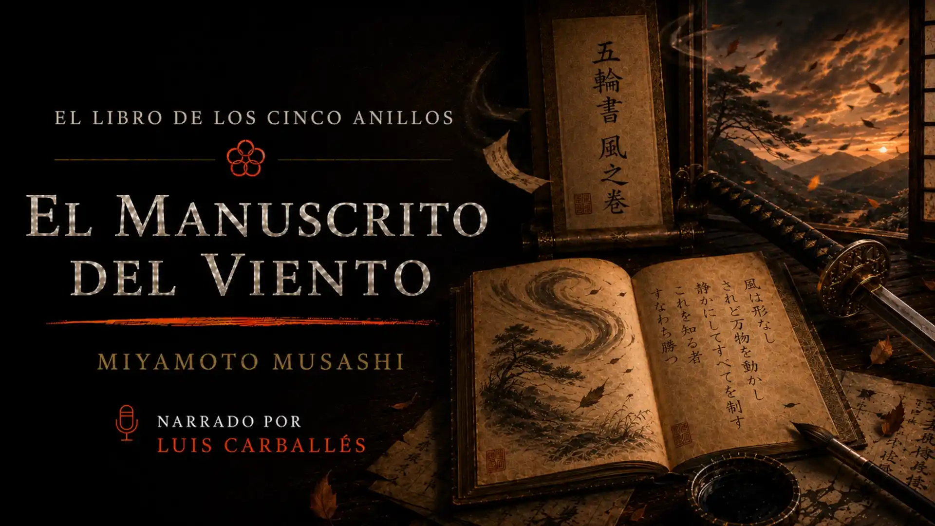 Imagen del episodio El manuscrito del Viento, de El libro de los cinco anillos, de Miyamoto Musashi, narrado por Luis Carballés