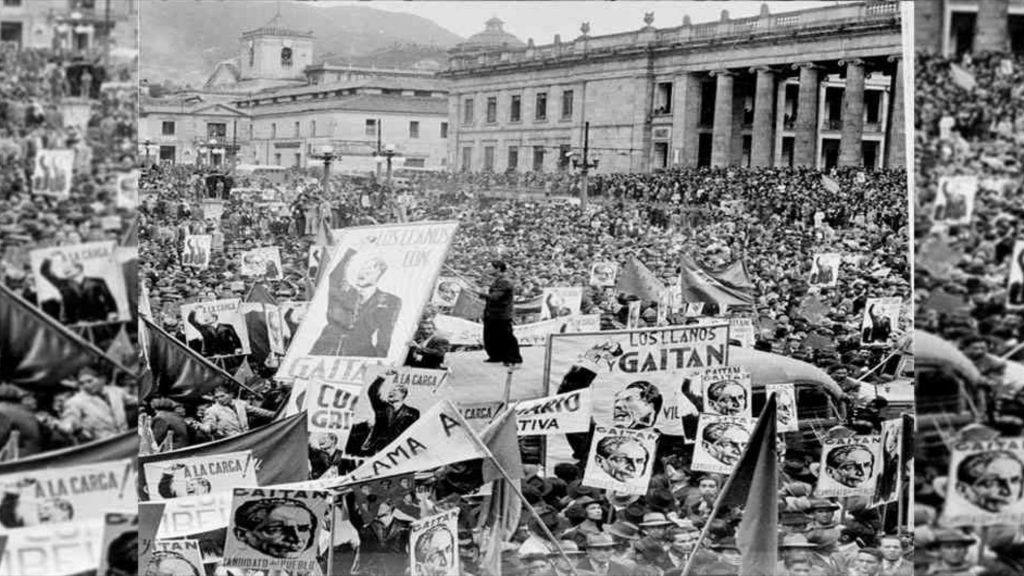 Protesta popular conocida como el “Bogotazo”, por el asesinato de Jorge Eliécer Gaitán el 9 de abril de 1948 en la capital colombiana.