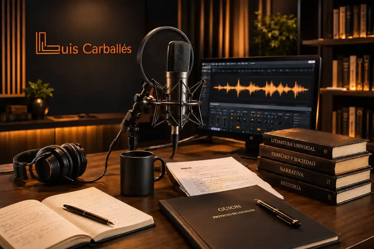 Luis Carballés locutor profesional produciendo podcast, audiolibros y contenidos sonoros