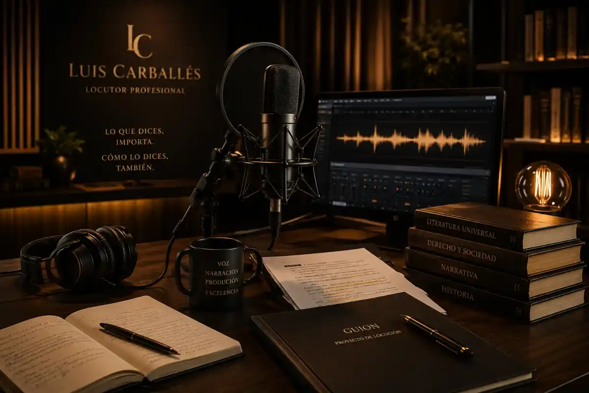 Luis Carballés locutor profesional produciendo podcast, audiolibros y contenidos sonoros