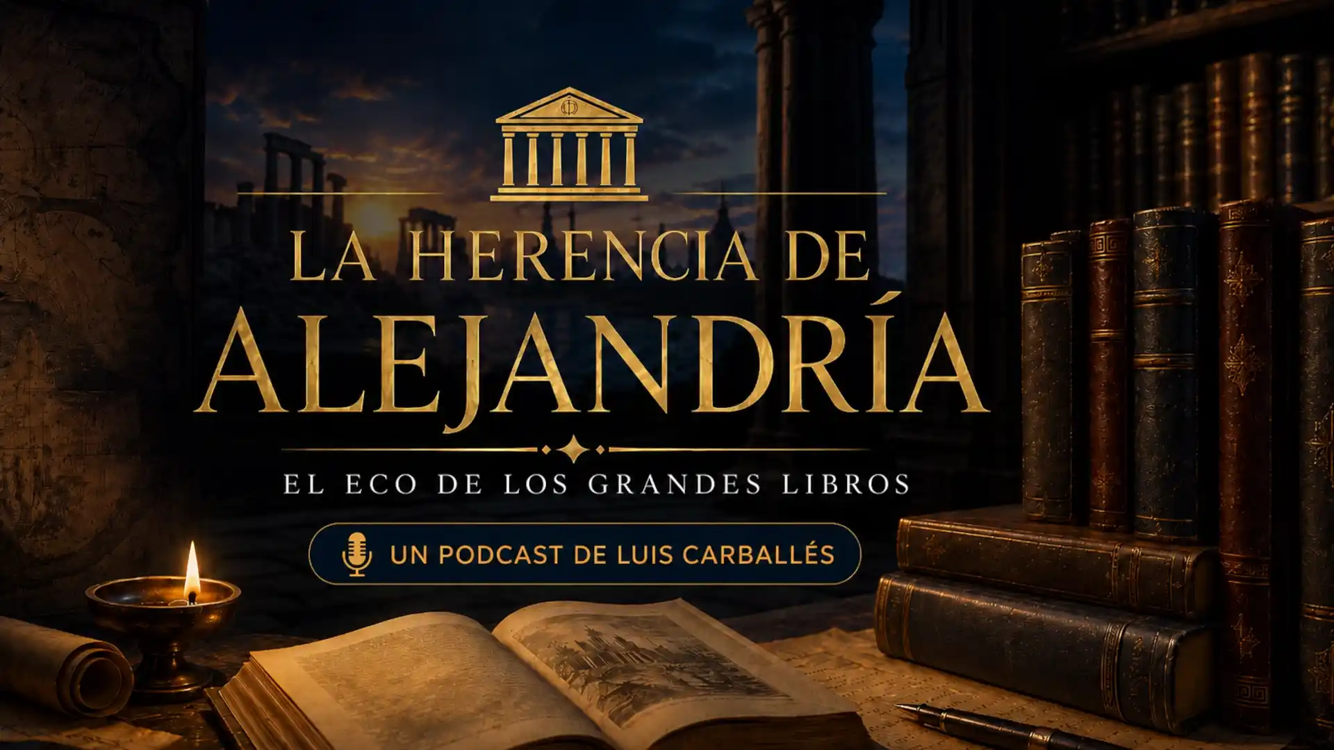 Imagen de la serie La Herencia de Alejandría, podcast literario de Luis Carballés sobre grandes libros y memoria cultural