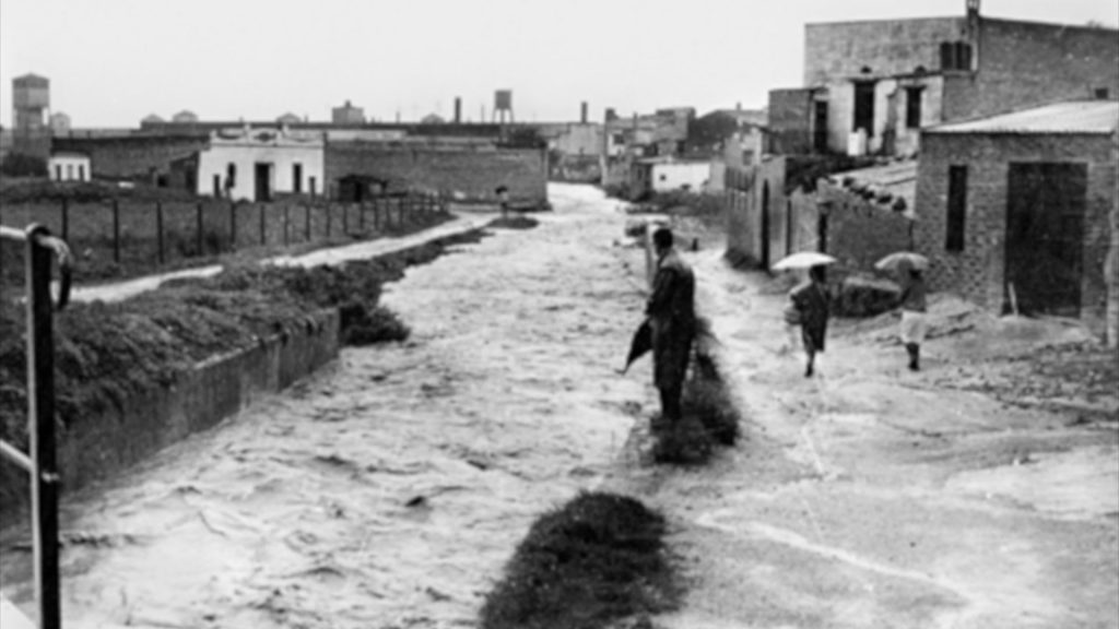 Gavá durante las lluvias torrenciales que azotaron el Valle de Llobregat en noviembre de 1962.