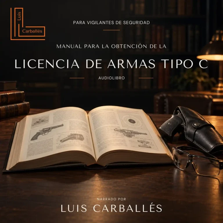 Portada del audiolibro Manual de licencia de armas tipo C para vigilantes de seguridad, narrado por Luis Carballés.