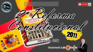 Portada representativa de la Reforma Constitucional de 2011, centrada en el artículo 135 de la Constitución Española, narrada por Luis Carballés.